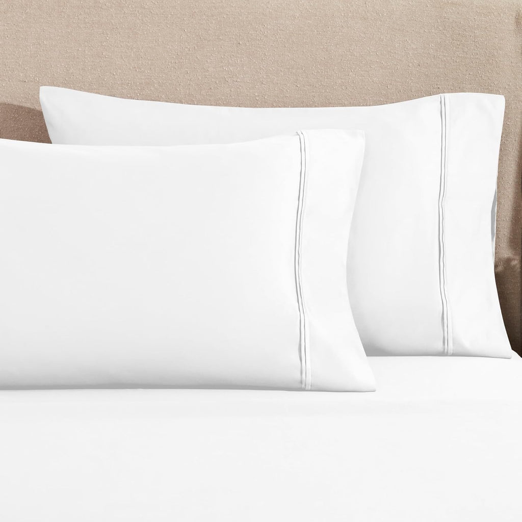 Superior 1200 Thread Count Egyptian Cotton Sheet Set, Bedroom Sheets, Modern Home Essentials, Luxury Bedding, 1 Elastic Deep Pocket Fitted Bed Sheet, 1 Flat Sheet, 2 Pillowcases, Queen, White