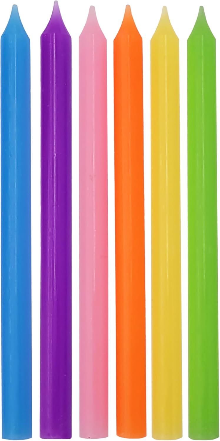 Deluxe Tapered Hanukkah Menorah Candles, Crayon Design, Family Pack, Multicolored (24-Pack)
