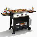 3-Burner Propane Grill, 34,000 BTU Outdoor Flat Top Propane Gas Griddle Grill with 540 Sq In Cooking Area, Rolling Wheels, Folding Side Shelves & Cover for Camping, Backyard BBQ (3 Burner)