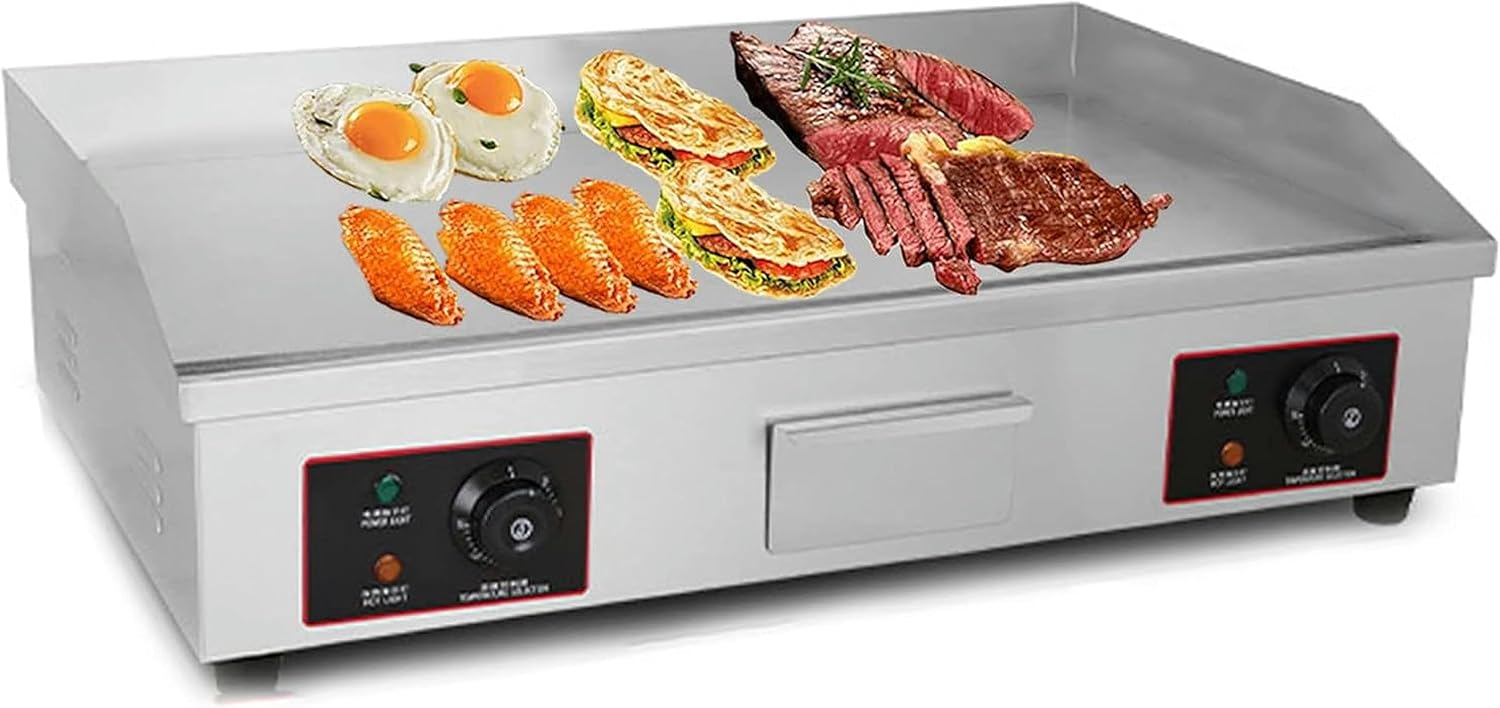 Commercial Electric Griddle Stainless Steel Full Flat Hotplate BBQ Hotplate, Large Griddle Hot Cooking Plate with Temperature Control, Efficient Nonstick Electric Griddle for Home Barbecue