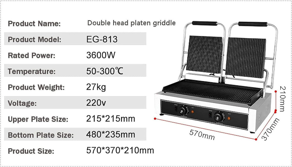 Large Electric Griddle Hot Cooking Plate, Commercial Stainless Steel Adjustable Countertop Hot Plate BBQ Grill, Heavy Duty Restaurant Nonstick Countertop Griddle for Home Barbecue