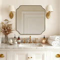 ANDY STAR 30'x30' Square Bathroom Mirror, Brushed Gold Scalloped Mirror for Wall, Antique Brass Mirror with Designer-Crafted Rounded Notched Corners, Ideal for Home Remodel
