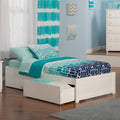 AFI Concord Twin XL Size Platform Bed with Footboard & Storage Drawers in White