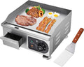 Electric Countertop Griddle 14 inch 1800W Commercial Electric Griddle Adjustable Temperature 120℉-575℉ Flat Top Restaurant Grill Non-Stick Flat (14 inch)