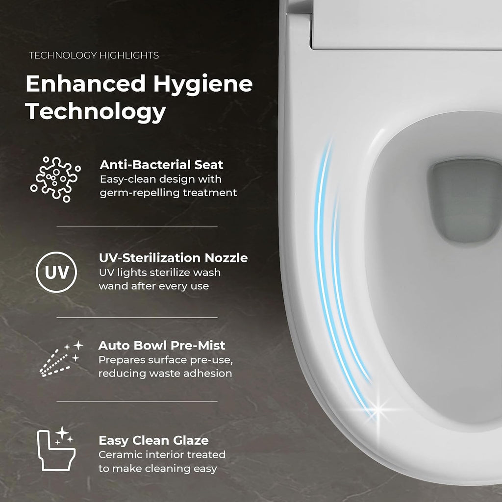 OVE Decors Ella Dual-Flush Smart Bidet Toilet with Built-in Tank, Elongated Bowl, Heated Seat, WaterSense Certified