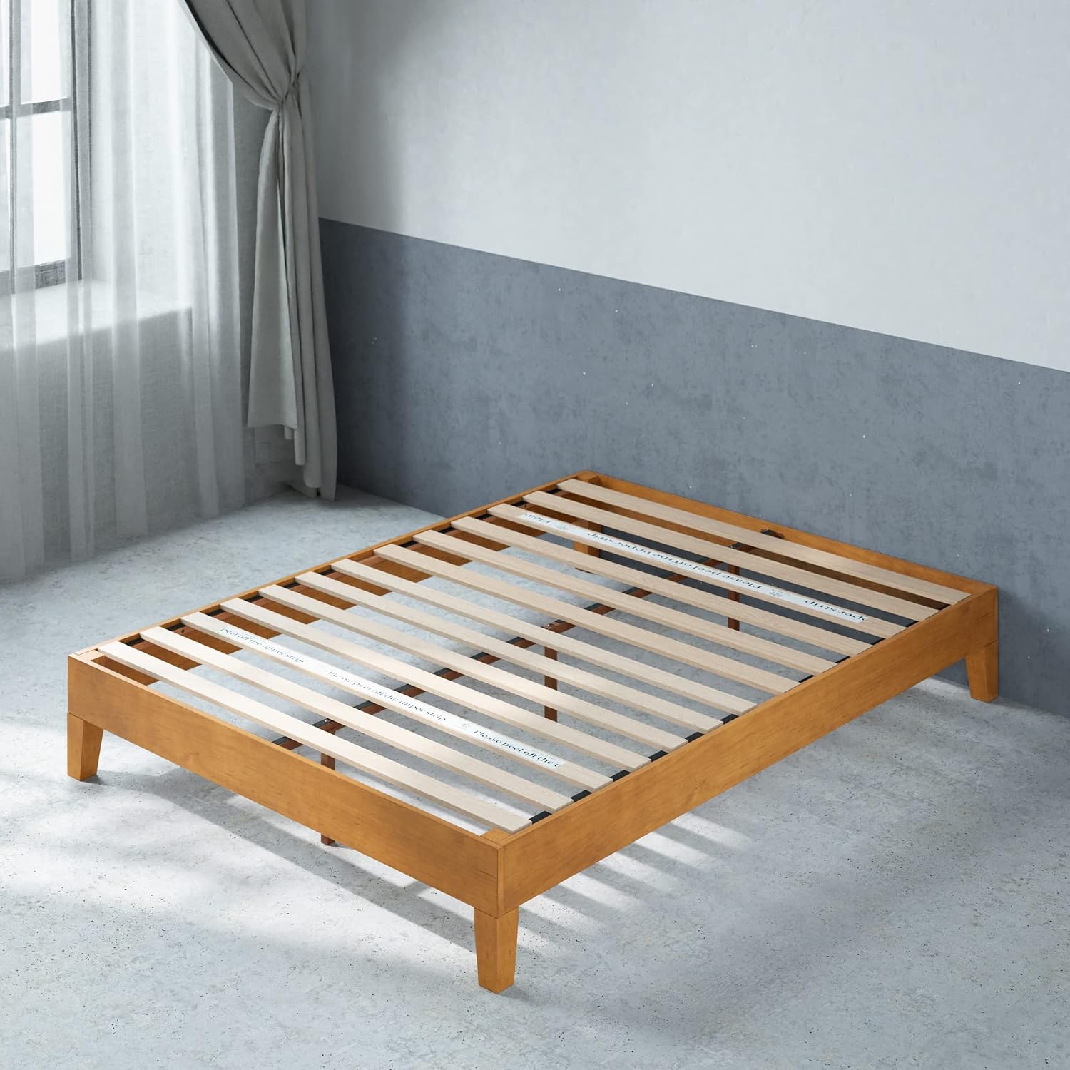 Zinus Alexis Deluxe Wood Platform Bed Frame, Solid Wood Foundation, No Box Spring Needed, Wood Slat Support, Easy Assembly, Rustic Pine, King