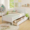 KOMFOTT Twin Bed with 2 Drawers, Twin Storage Bed with Headboard & Footboard, Sleigh Wood Bed Frame with Wooden Slats Support for Kids, Teens, Adults, No Box Spring Needed