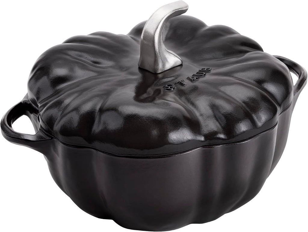 STAUB Cast Iron 3.5-qt Pumpkin Cocotte with Stainless Steel Knob - Black