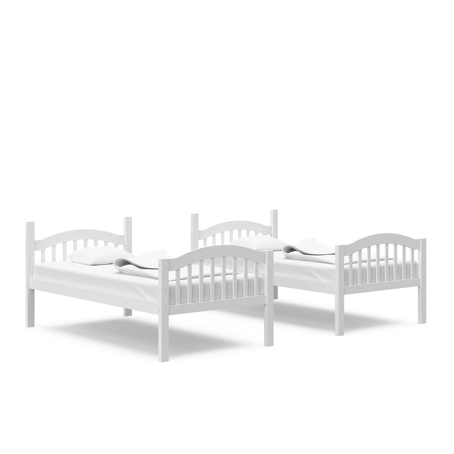Storkcraft Long Horn Twin-Over-Twin Bunk Bed (White) - GREENGUARD Gold Certified, Converts to Two Twin Beds, Wood Bunk Bed for Kids Bedroom