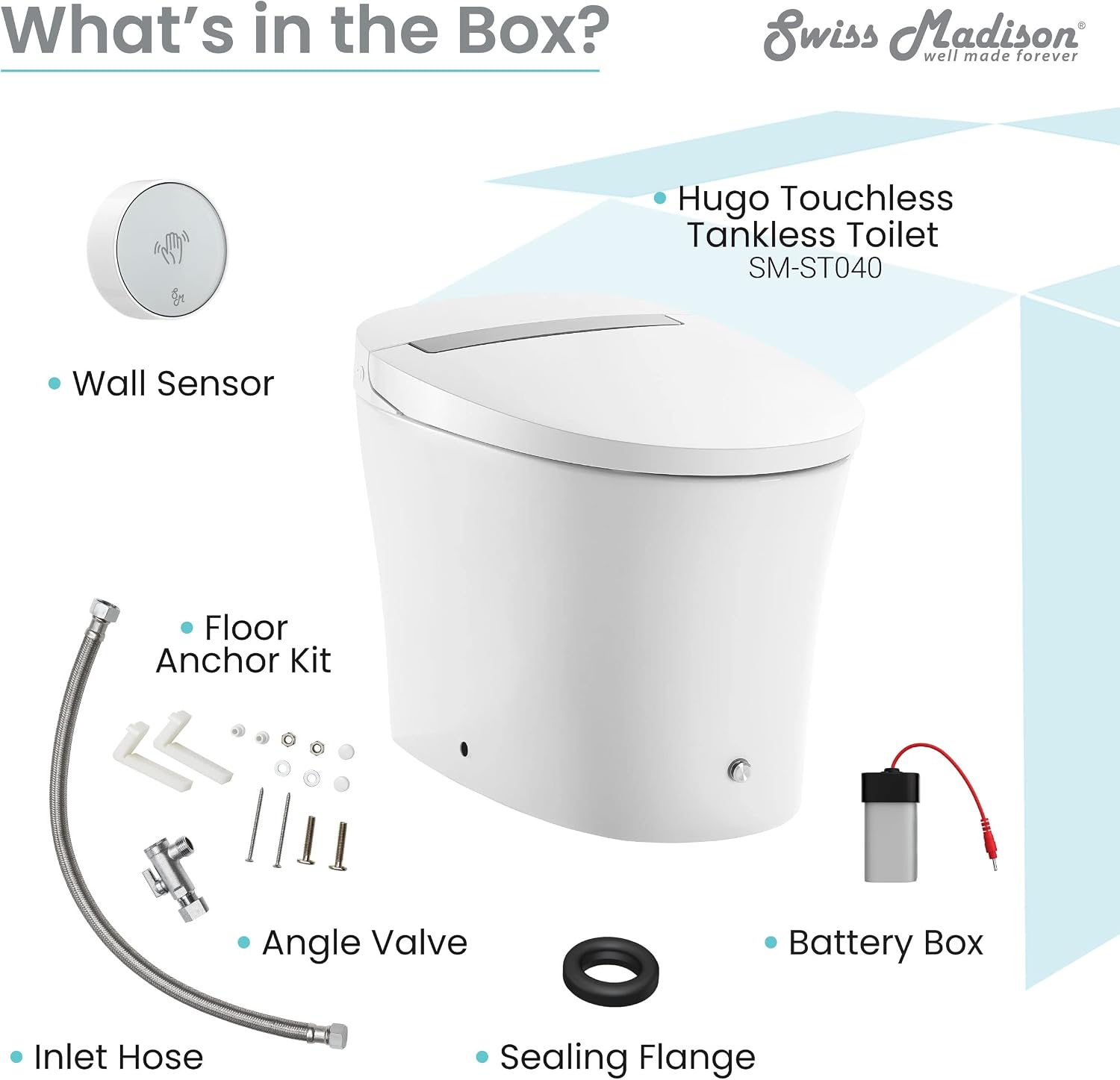 Swiss Madison Hugo Smart Toilet, Touchless Vortex™ Dual-Flush 1.1/1.6 gpf Tankless Toilets for Bathroom