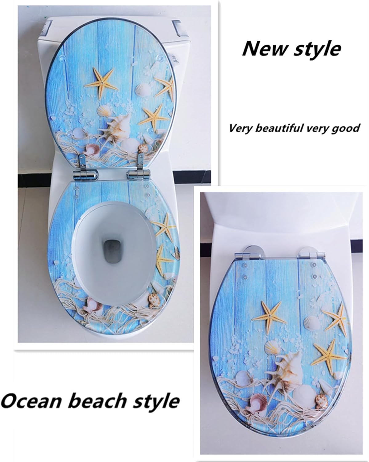 Round Toilet Seat Resin Toilet Seat Quietly Slow Close with Quick-Release Hinges Toilet Seat with Cover Easy to Clean Install