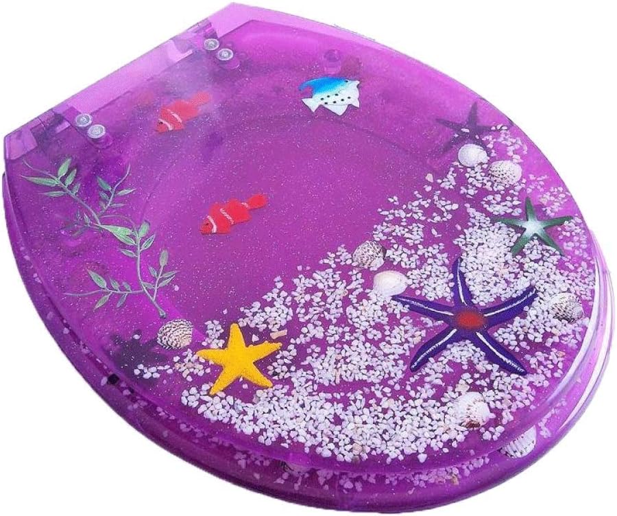 Transparent Fish Aquarium Round Standard Size Toilet Seat with Cover