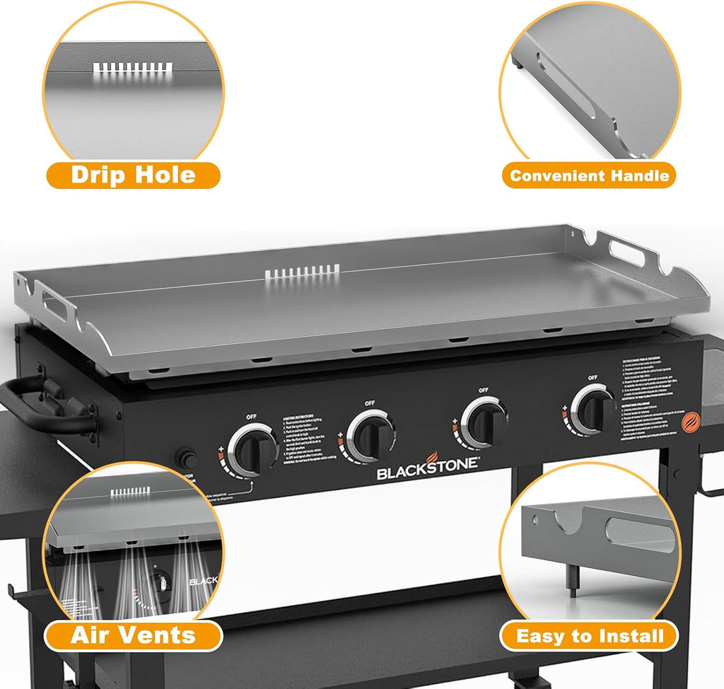 Upgrade Flat Top Griddle Insert for Blackstone 36 Inch Tabletop Griddle Powder Coated Steel Grill Cooking Plate Replacement Parts w/Rear Grease System for 1565 1554 1560 1803 1818 1820 1825 1836 1841