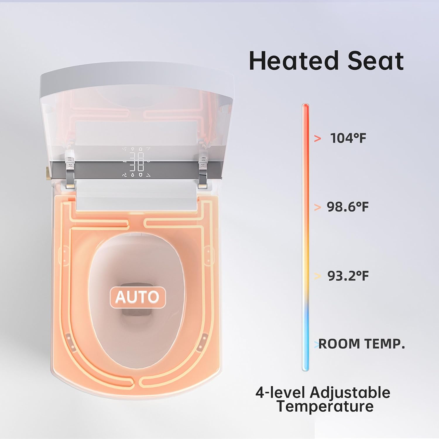 Luxury Smart Toilet with Bidet Built In, Elongated Electric Toilet with Auto Open Close Lid & Foot Sensor, Modern Bidet Toilets, Heated Seat/Voice Control/Automatic Washing Modes (Square)