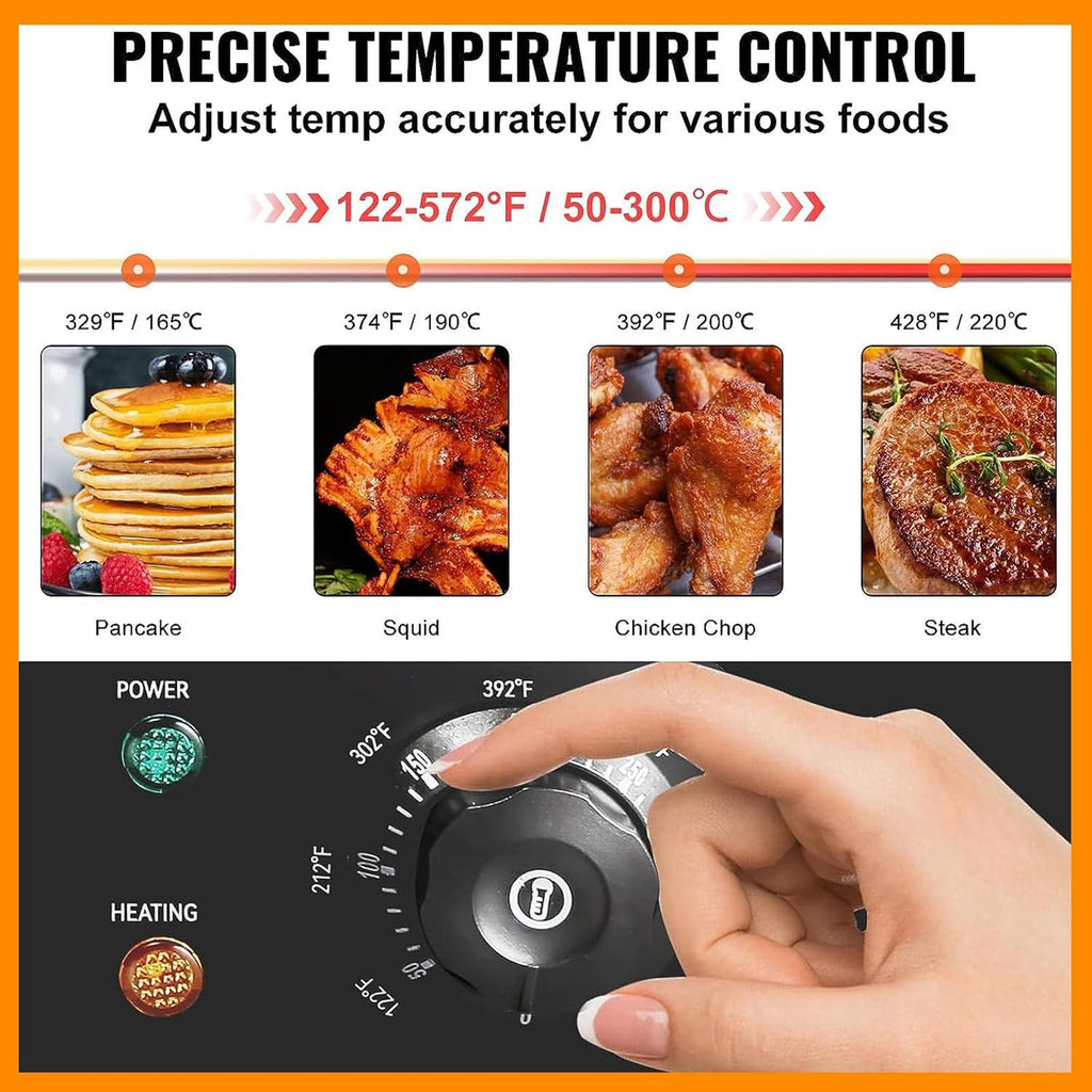 Electric Griddle Cooktop, Electric Countertop Griddle Commercial Flat Top Grill Griddle, Steel Cooking Plate BBQ Plate Grill for Home or Restaurant Use, 50-300℃,110V
