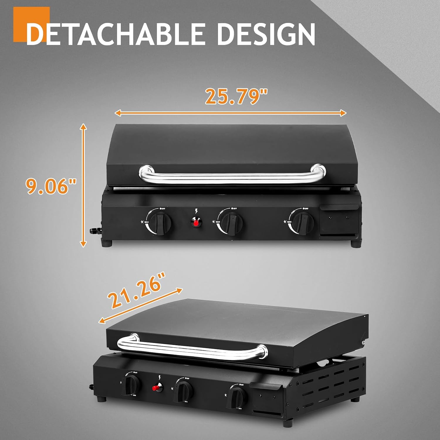 Premium Flat Top Gas Griddle Cooking Station with Ceramic-Coated Cast Iron Surface for Outdoor Barbecue and Backyard Cooking