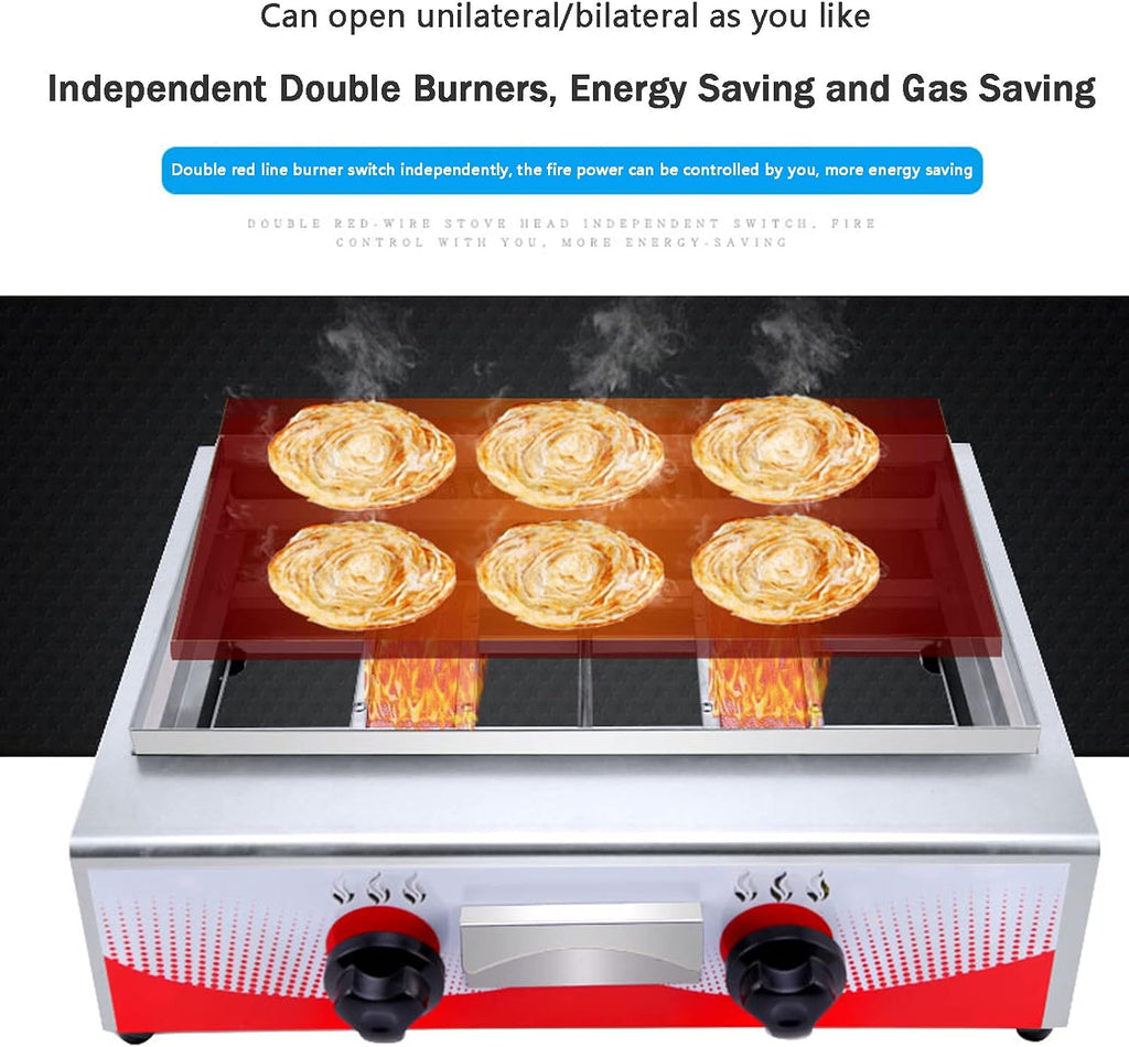 Commercial Propane Gas Griddle, Elite Kitchen Supply Countertop Flat Top Grill Propane Countertop Griddle with 2 Burners,Adjustable Temperature, Restaurant Kitchen Camping BBQ (718)
