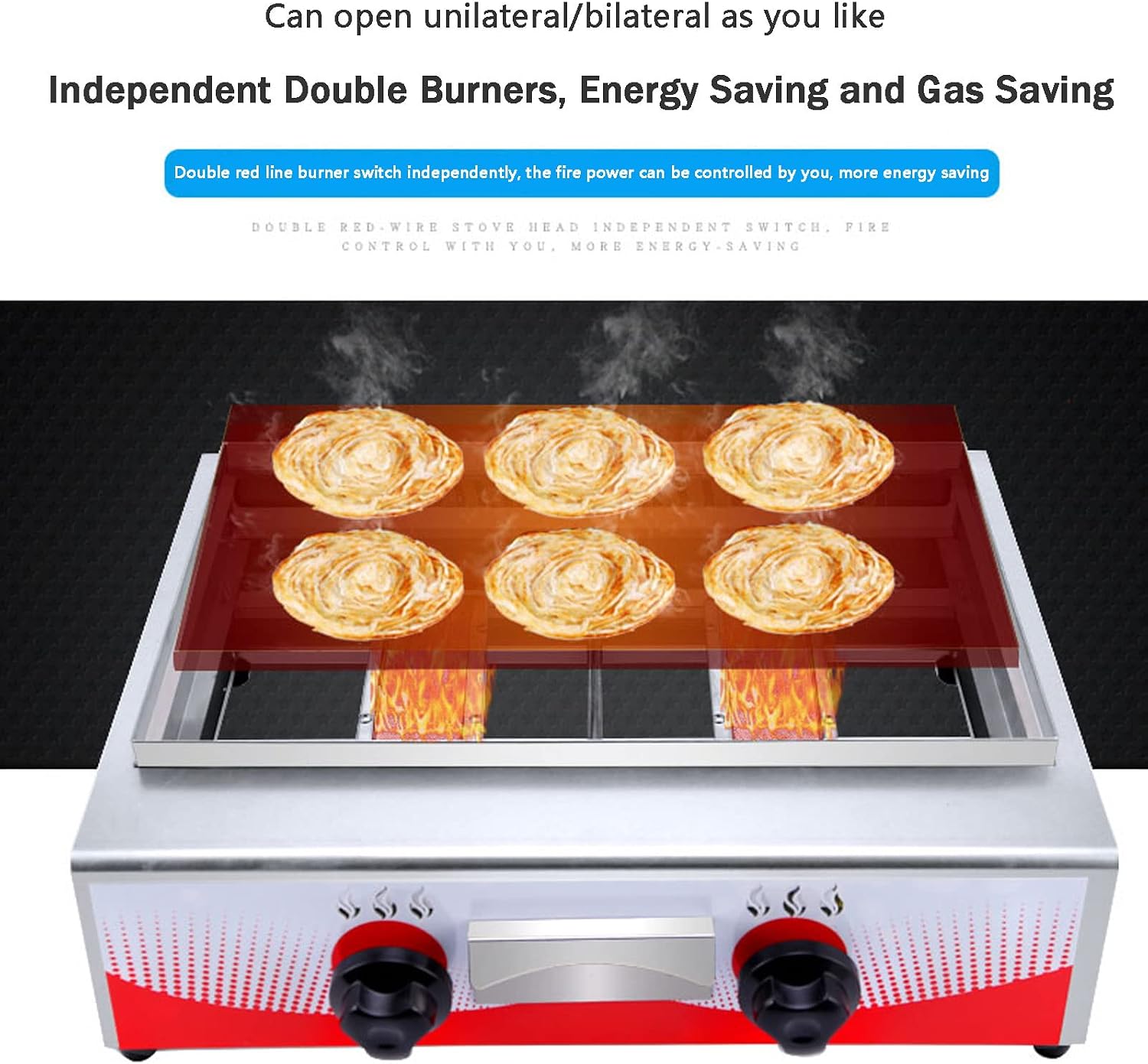 Commercial Propane Gas Griddle, Elite Kitchen Supply Countertop Flat Top Grill Propane Countertop Griddle with 2 Burners,Adjustable Temperature, Restaurant Kitchen C-718-One Size