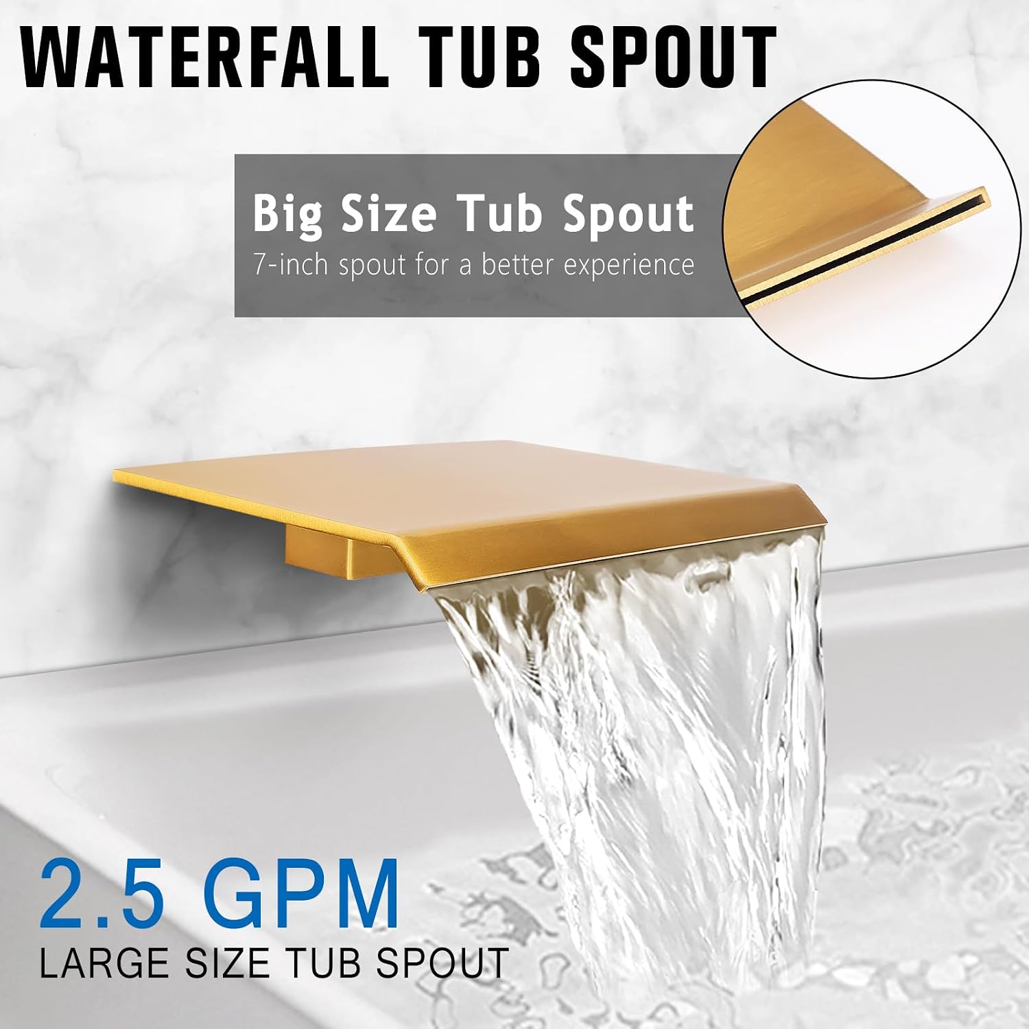 10 Inch Rainfall Shower System with Tub Spout - Wall Mounted Complete Combo with Solid Brass Pressure Balancing Valve, High Pressure Shower Head, Handle Set & Installation Accessories Brushed Gold
