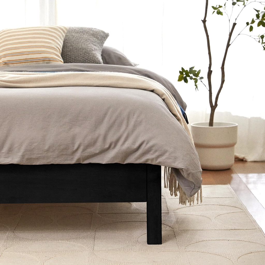 LIFEMENT Full Bed Frame Signature Wood Platform, Noise Free, Under Bed Storage, No Box Spring Needed, Easy Assembly, Black