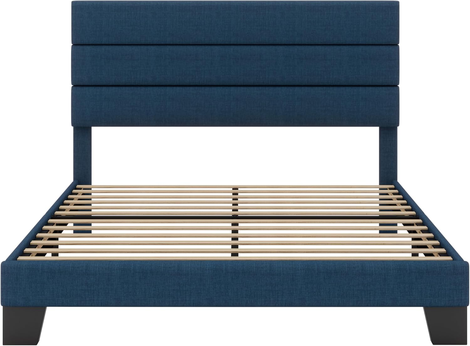 SHA CERLIN Full Platform Bed Frame with Upholstered Fabric Headboard, Mattress Foundation with Strong Wooden Slats Support, No Box Spring Needed, Blue