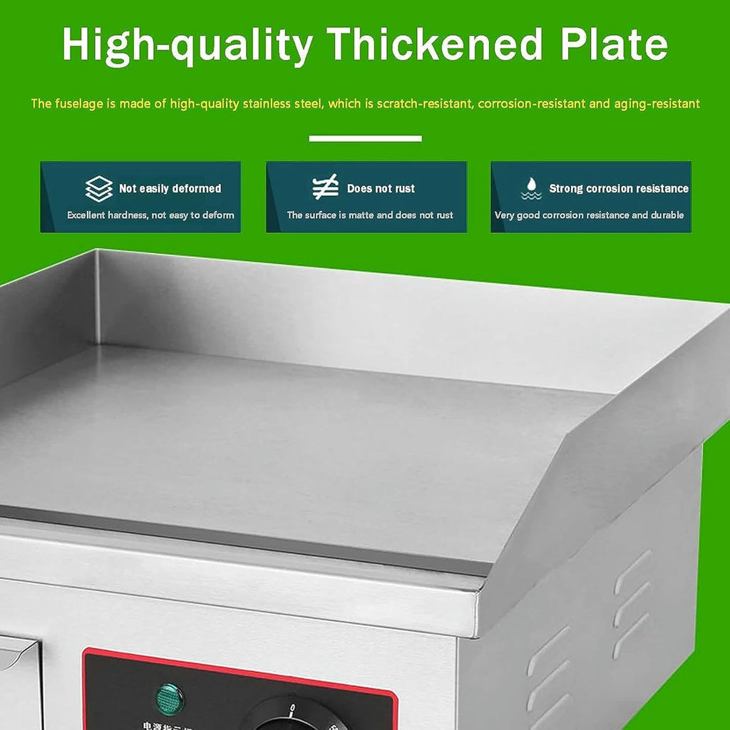 Commercial Electric Griddle Stainless Steel Full Flat Hotplate BBQ Hotplate, Large Griddle Hot Cooking Plate with Temperature Control, Efficient Nonstick Electric Griddle for Home Barbecue