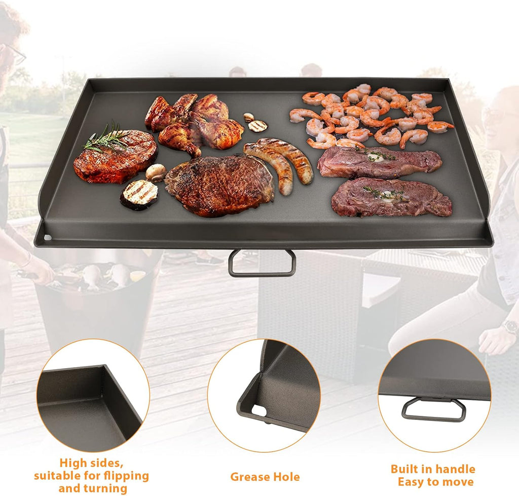 Uniflasy Fry Griddle Top for Camp Chef 2 burner Stove, 14'x32' FlatTop Gas Grill StoveTop Accessories Grease Catcher Pan for Camp Chef Stove Griddles,Grill Collection Pan for SG60 SG90 SG100