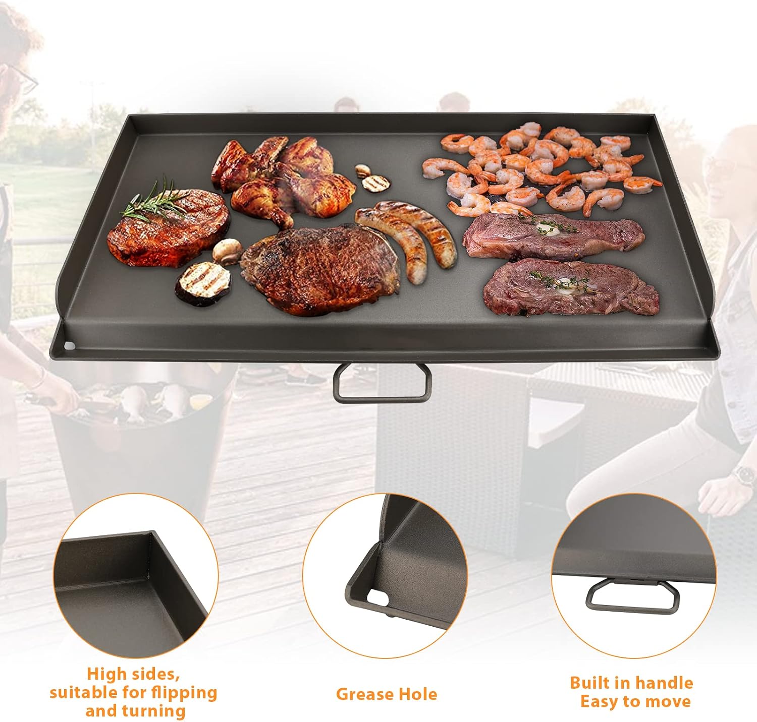 Uniflasy Fry Griddle Top for Camp Chef 2 burner Stove, 14'x32' FlatTop Gas Grill StoveTop Accessories Grease Catcher Pan for Camp Chef Stove Griddles,Grill Collection Pan for SG60 SG90 SG100
