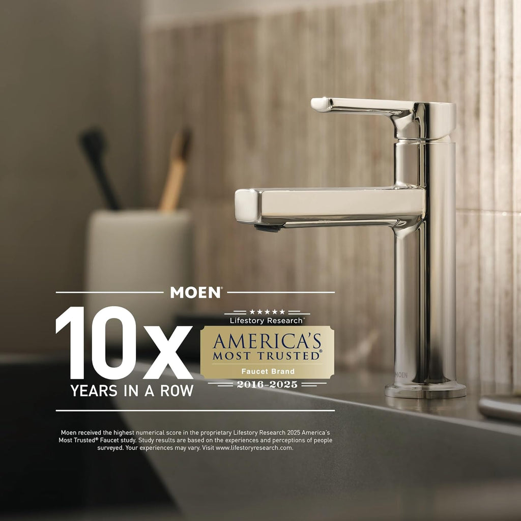 Moen Voss Brushed Gold Transitional Two-Handle High Arc Centerset Bathroom Faucet for 4-Inch 3-Hole Setup, 6901BG