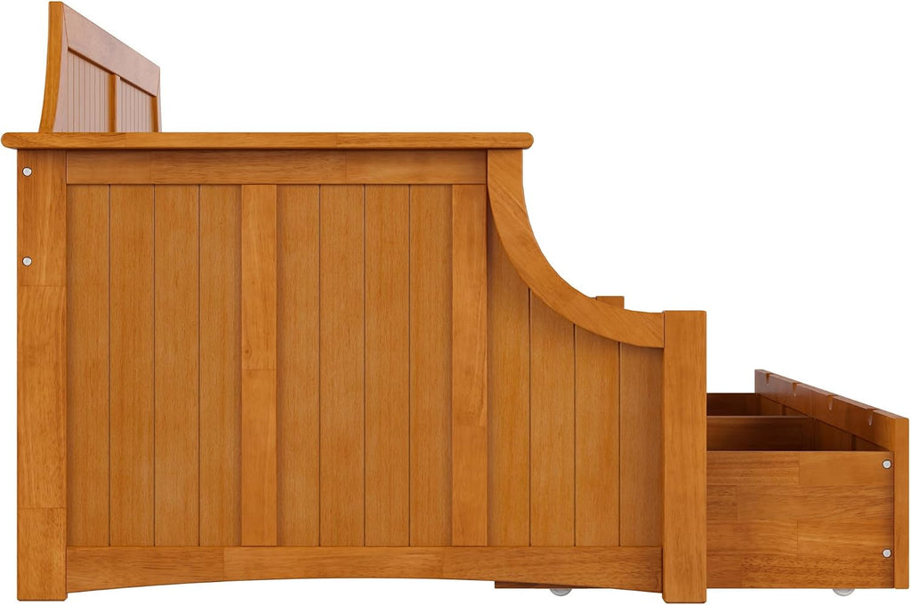 AFI, Cambridge Twin Size Wood Daybed Frame with 2 Storage Drawers, Light Toffee