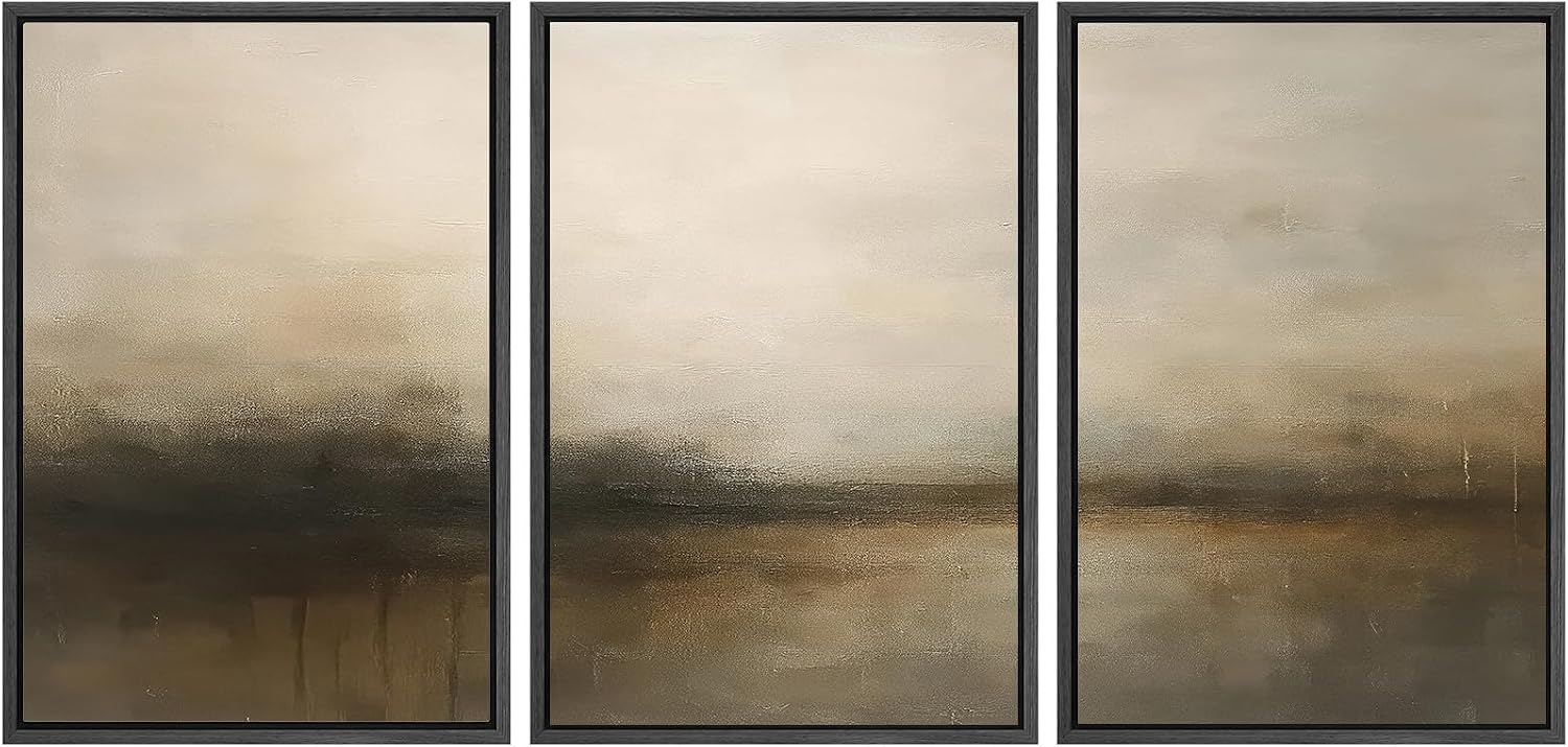 SIGNWIN Framed Canvas Print Wall Art Set Minimalist Earthy Horizon Illustrations Modern Art Decorative Scenic Rustic for Living Room, Bedroom, Office - 16'x24'x3 BLACK