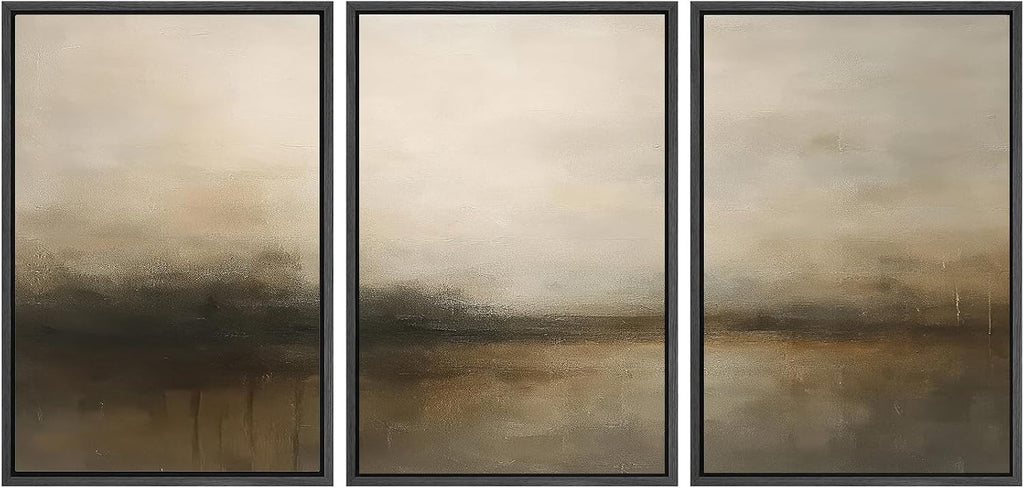 SIGNWIN Framed Canvas Print Wall Art Set Minimalist Earthy Horizon Illustrations Modern Art Decorative Scenic Rustic for Living Room, Bedroom, Office - 24'x36'x3 BLACK