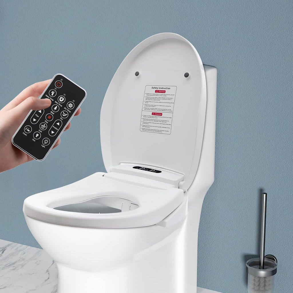 LOYALHEARTDY Smart Bidet Toilet Cover Seat, Intelligent Toilet Cover Seats with Remote Control, Heated Seat & Warm Air Dryer, Self-Cleaning Nozzle, Easy Installation for Elongated & Standard Toilets