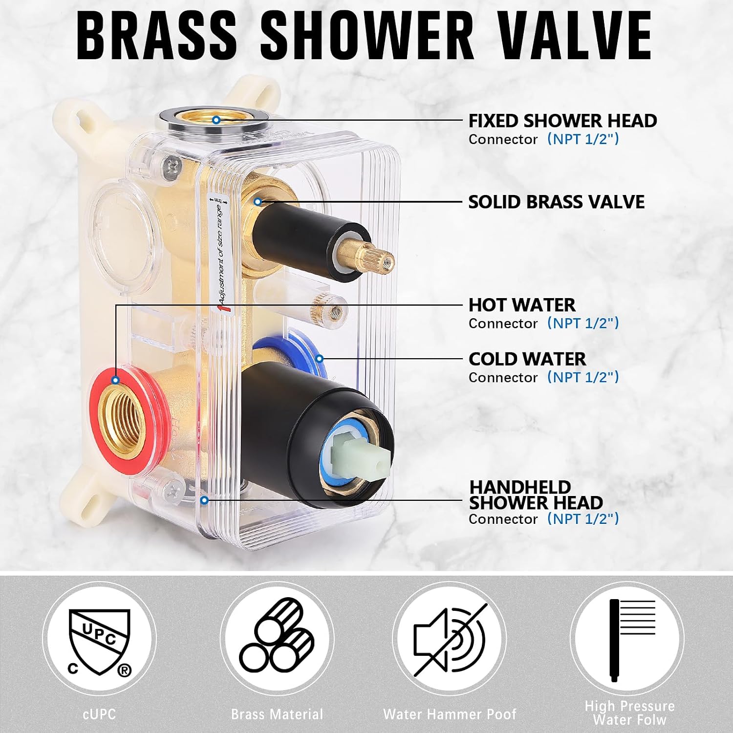 12 Inch Rainfall Shower System - Wall Mounted Complete Combo with Solid Brass Pressure Balancing Valve, High Pressure Shower Head, Handle Set & Installation Accessories Matte Black