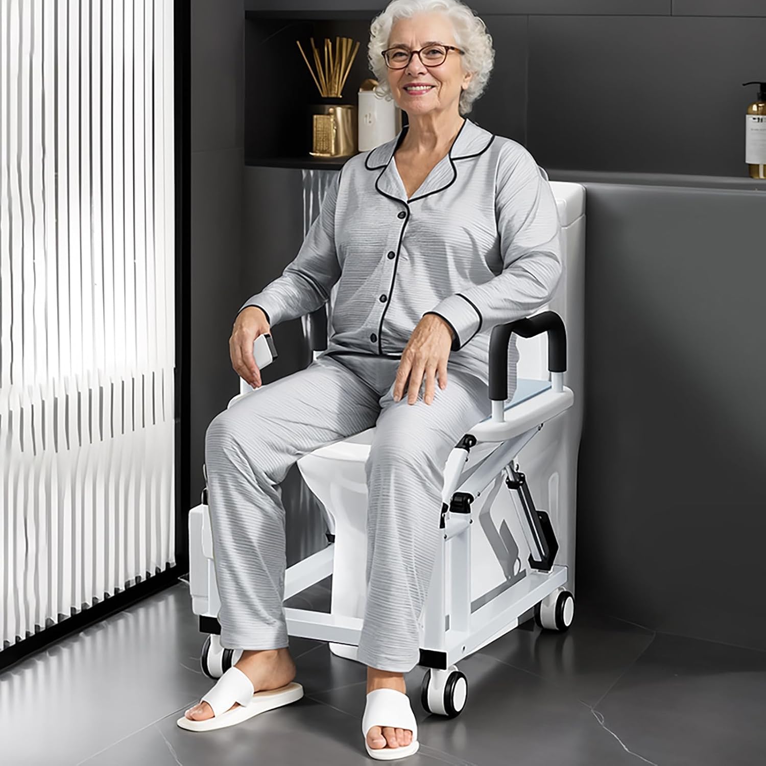 Electric Raised Toilet Seat, Toilet Lift Seat for Elderly,Electric Toilet Seat Lift with Handles for Seniors and Disabled,Power Toilet Incline Lift in Bathroom,Support to 330LBS