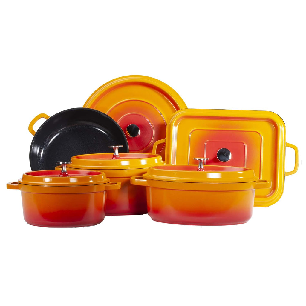 G.E.T. CA-008-O/BK Heiss Lightweight Cast Aluminum Braiser Pan/Casserole Dish, 4.5 Quart, Orange