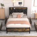 GAZHOME Full Bed Frame with 4 Storage Drawers and Charging Station, Full Size Upholstered Platform Bed Storage Headboard, No Box Spring Needed, Heavy Duty Slats, Noise Free, Easy Assembly