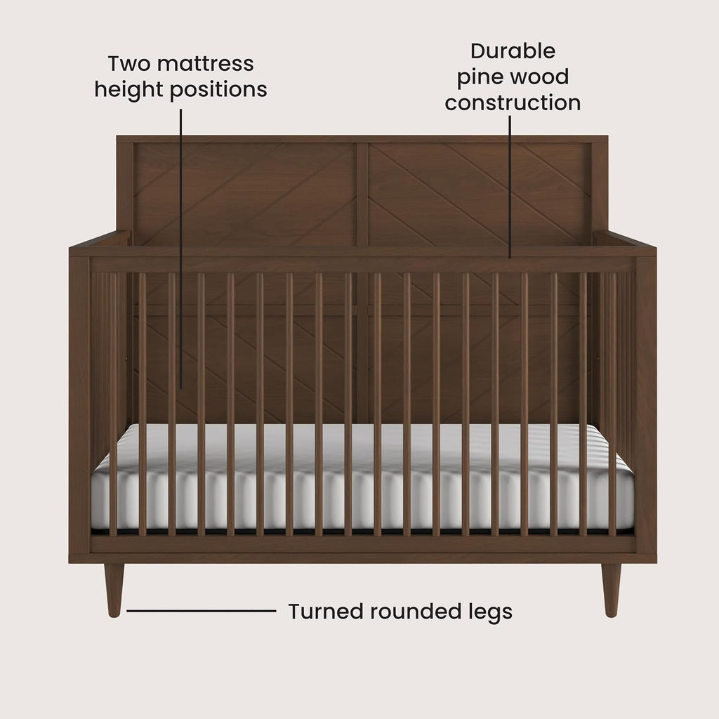 Child Craft Surrey Hill Design 4-in-1 Convertible Baby Crib Nursery Furniture Set, Baby Bed and 3 Drawer Dresser, for Babies, Toddlers and Kids Bedroom (2 Piece - Toasted Chestnut)