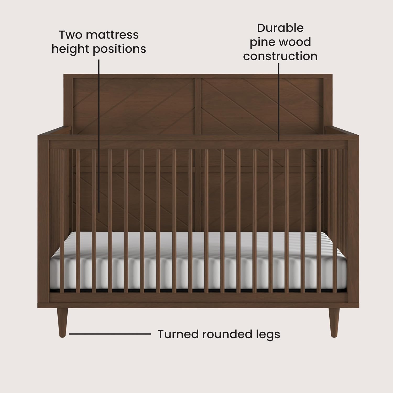 Child Craft Surrey Hill Design 4-in-1 Convertible Baby Crib Nursery Furniture Set, Baby Bed and 3 Drawer Dresser, for Babies, Toddlers and Kids Bedroom (2 Piece - Toasted Chestnut)