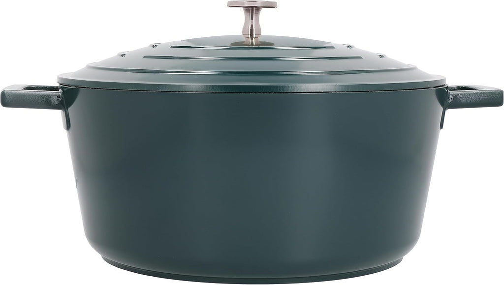 Master Class Large Casserole Dish with Lid, Lightweight Cast Aluminium, Induction Hob and Oven Safe, Hunter Green Colour, 5 Litre/28 cm