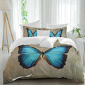 Prime Leader Blue Butterfly Duvet Cover Set Queen Size 4 Pieces Vintage Brown Retro Bug Farm Bedding Set with Zipper Closure, 1 Comforter Cover 92x106 Inches 1 Flat Sheet & 2 Pillow Cases