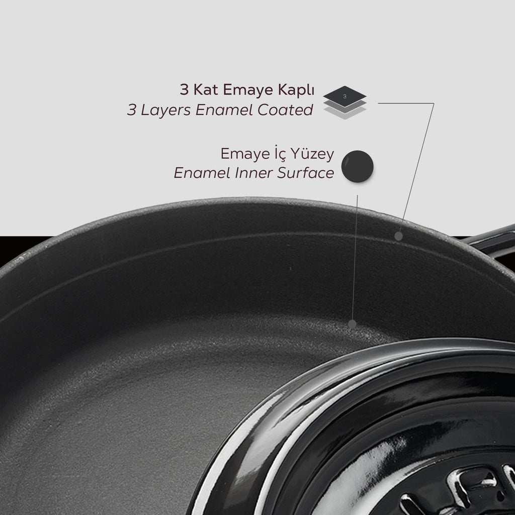 Lava Signature Enameled Cast-Iron Multi-Purpose Braiser Oven - 2-1/2 Quart, Obsidian Black