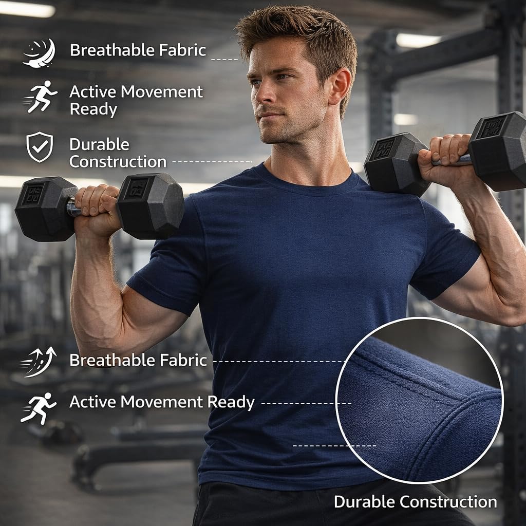 SOCKS'NBULK Men's Cotton Crew Neck Regular T-Shirts Bulk Short Sleeve Lightweight Tees Mix Colors