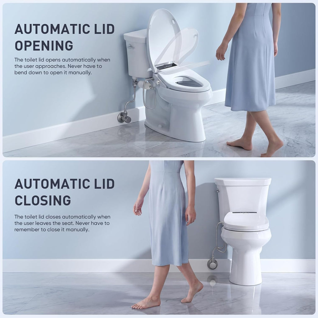 LEIVI Electric Bidet Toilet Seat with Auto Open & Close Lid, Digital LED Display, Heated Seat, Night Light, Bidet with Warm Water and Dryer, Elongated