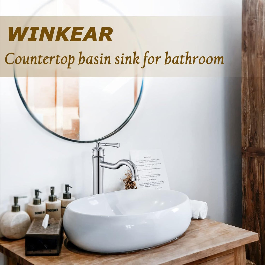 Vessel Sink Faucet Chrome Bathroom Tall Faucet Single Hole Deck-Mount Pop up Drain Assembly Without Overflow Water Supply Lines Included