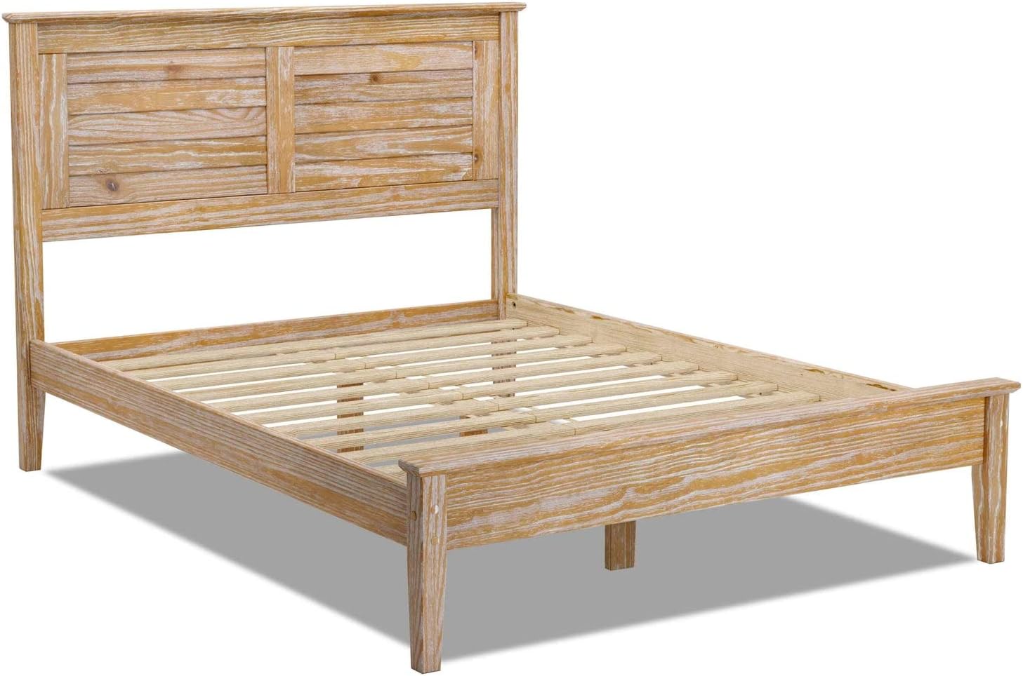 Grain Wood Furniture Greenport Solid Wood Platform Bed, Queen Size, Brushed Driftwood