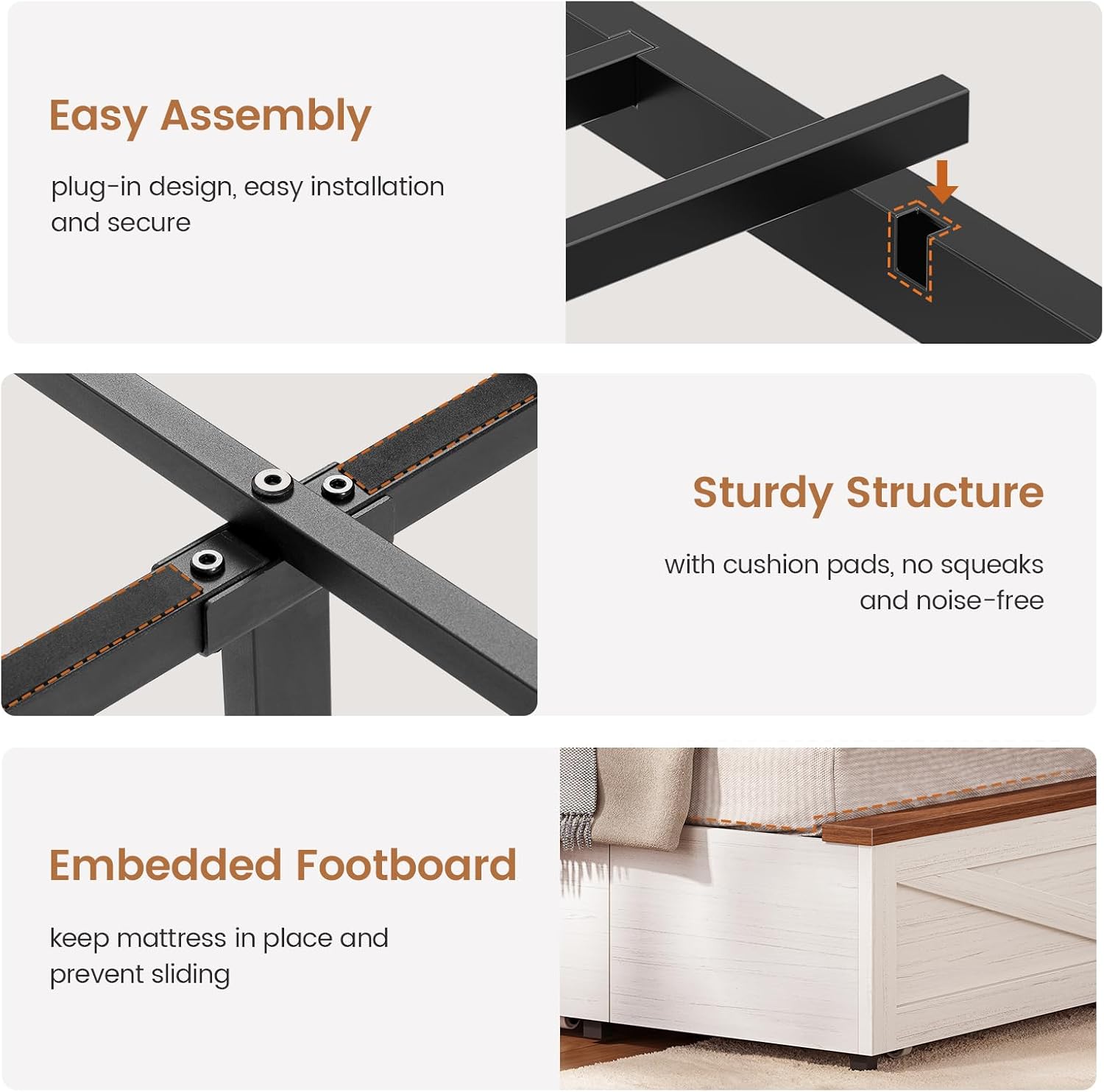VIAGDO Full Size Bed Frame with 6 Drawers, Farmhouse Bed Frame with Barn Door Headboard and Storage, Wood Platform Bed Frame Full Size with Charging Station and LED Lights, No Box Spring Needed, White