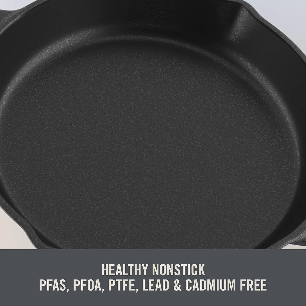 Zakarian x Dash Nonstick Cast Iron Braiser - Oven-Safe Pan with Cast Iron Lid - Features Titanium Ceramic Coating - Easy to Clean - Blue, 4.5-Quart