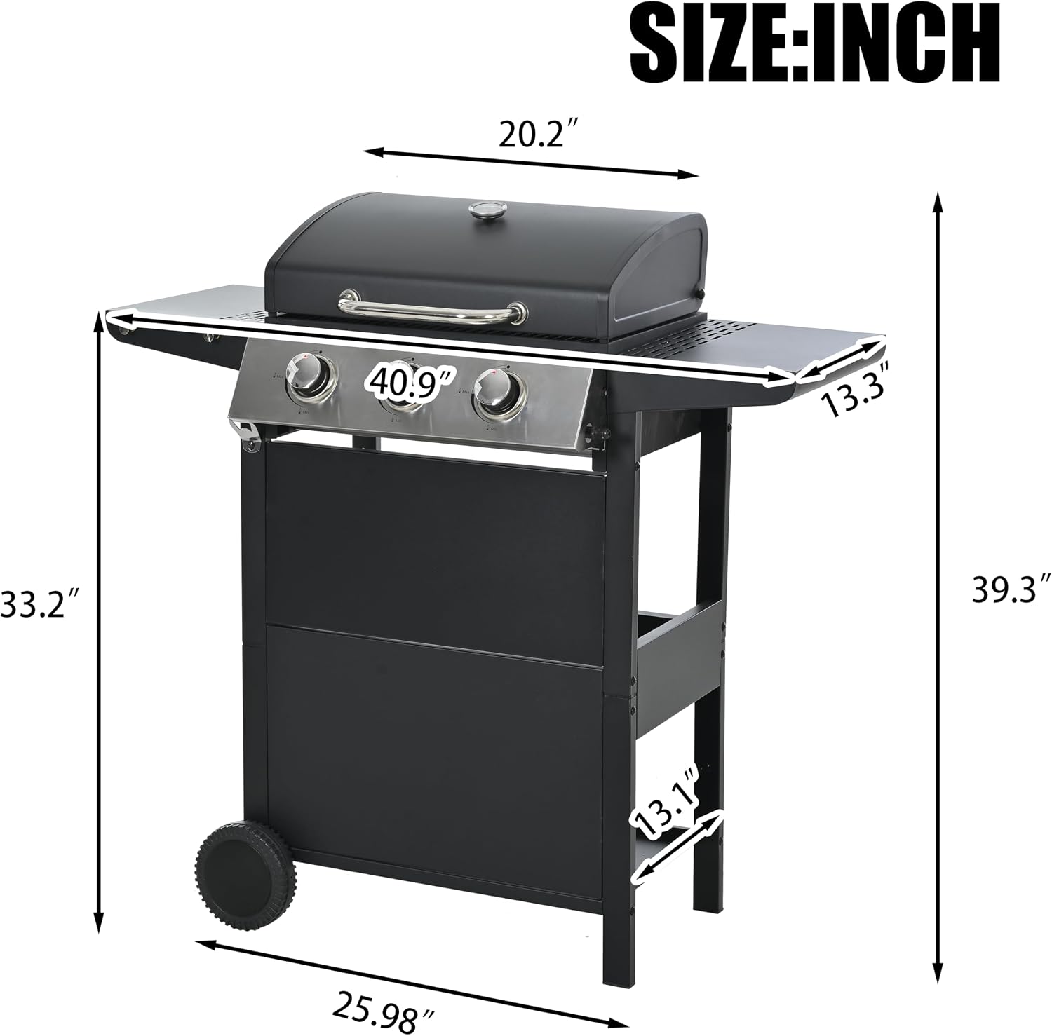 Evedy BBQ Propane Grill 3 Burner Barbecue Grill Stainless Steel Gas Grill,Gas Hood & Side Shelves Heavy Duty Flat Top Griddle Grill Station for Kitchen, Camping, Outdoor, Tailgating, Countertop