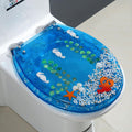 Toilet Seat Resin Toilet Seat Round, Purple Toilet Seat, Elongated Toilet Seat Slow Close,Quick Release Easy to Install Easy to Clean 16.5' × 14.2' (Seahorses)